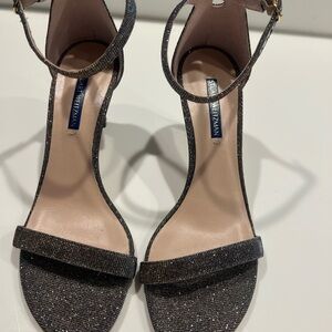 Stuart Weitzman black/grey metallic glitter Vero Cuoio